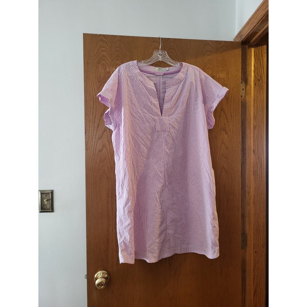Vineyard Vines Performance Striped  Seersucker Style Tunic Lavender Dress XL EUC
